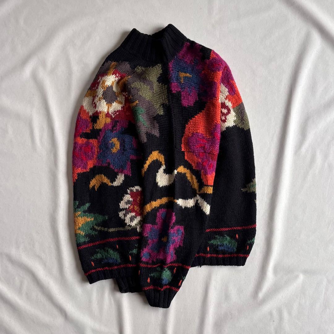 トップス 80s-90s VINTAGE flower pattern wool knit