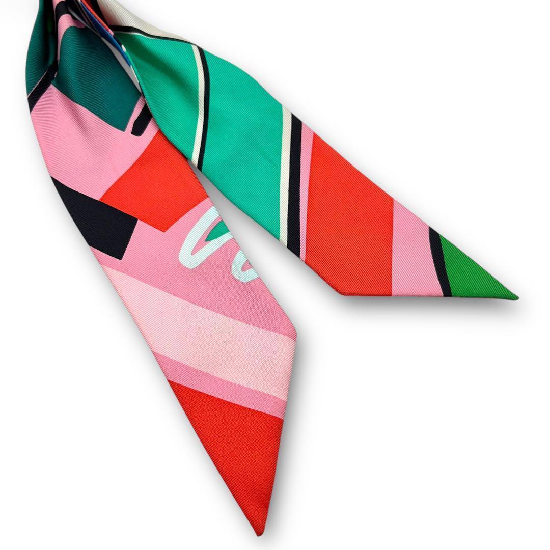 【美品】HERMES ベッラ シュシュ シルク ヘアアクセサリー マルチカラー