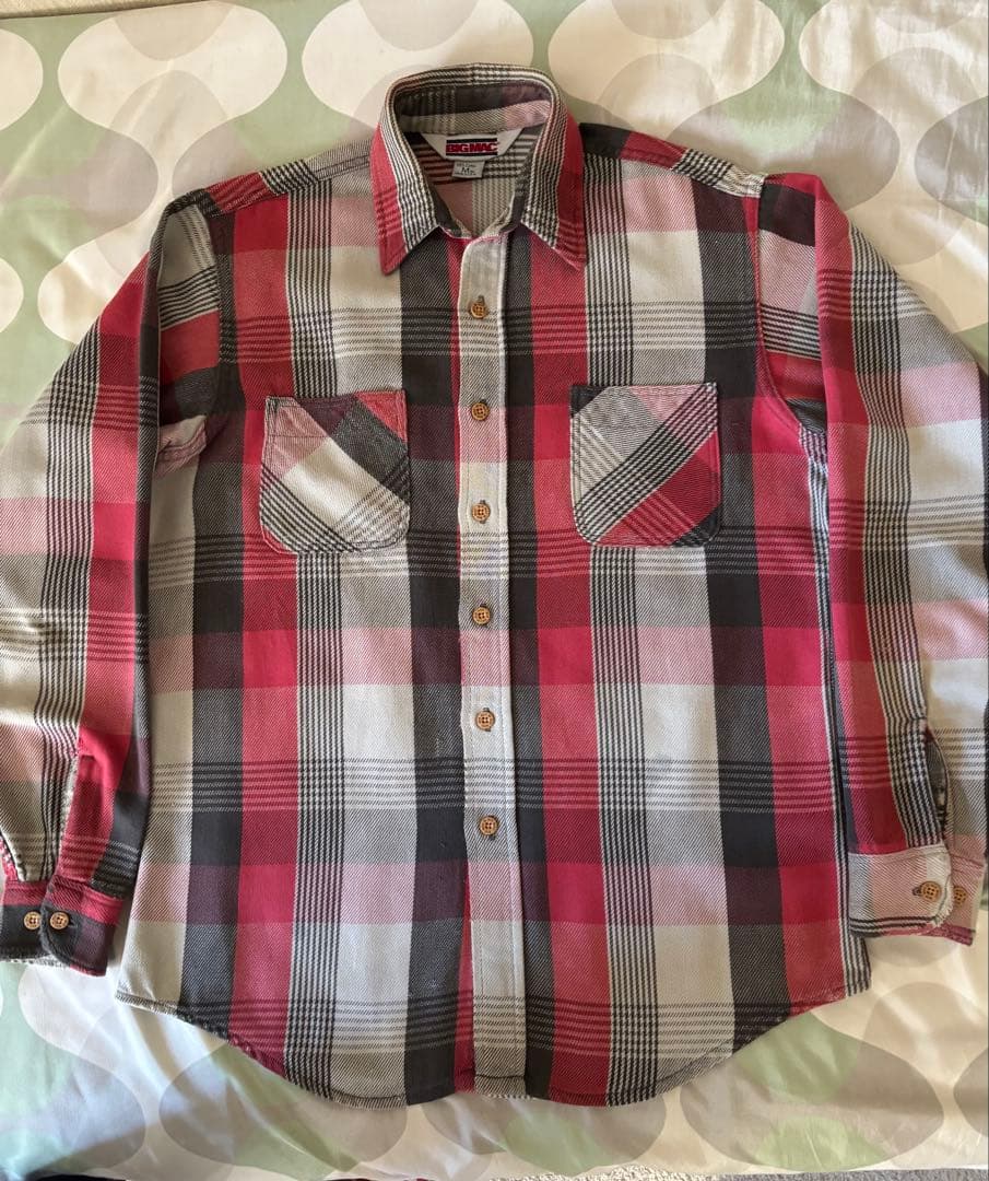 好配色 80s BIGMACビンテージ ネルシャツ オンブレ チェック USA製