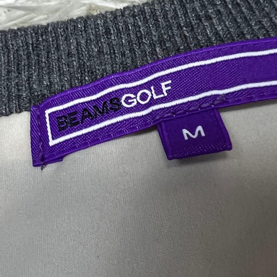 ビームスゴルフ 千鳥格子柄 防風 ニット プルオーバー Vネック メンズ M