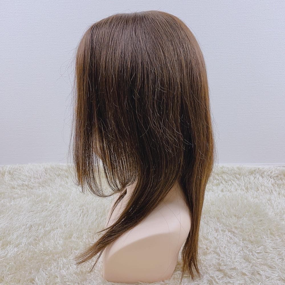 人毛100% フルウィッグ 医療用 ロングストレート モカブラウン 45cm