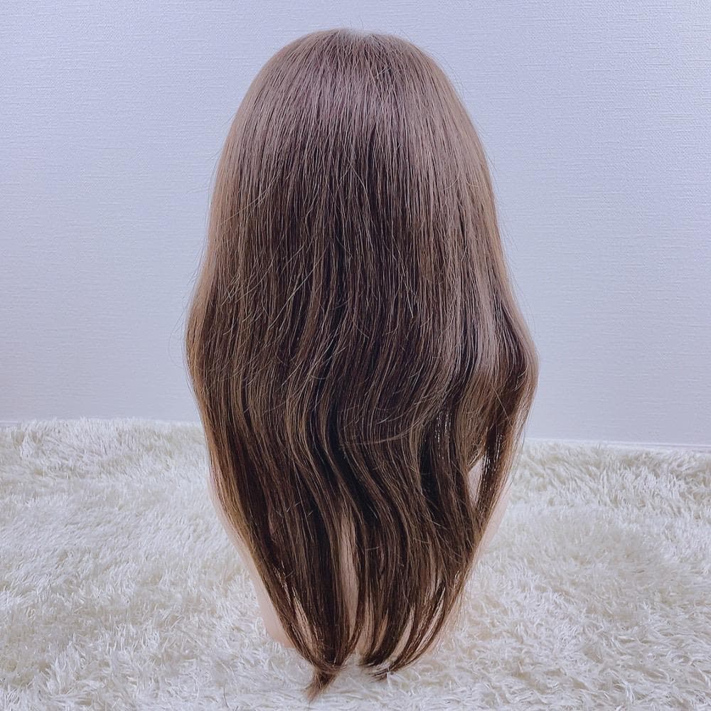 人毛100% フルウィッグ 医療用 ロングストレート モカブラウン 45cm