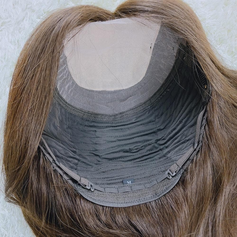 人毛100% フルウィッグ 医療用 ロングストレート モカブラウン 45cm