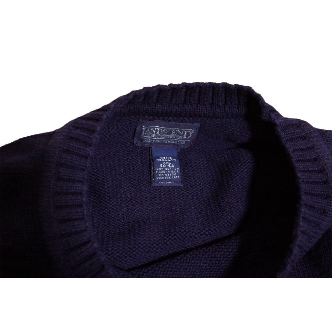 90s LAND'SEND ドリフターセーター　USA製 ネイビー