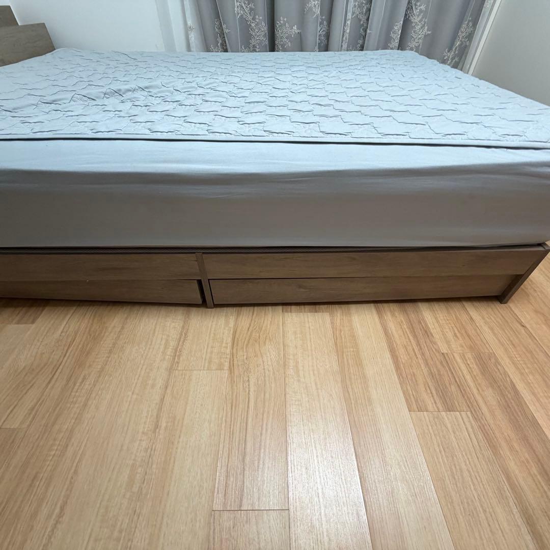 RASIK Serest 引出し収納付き ダブルベッドフレームのみ グレージュ