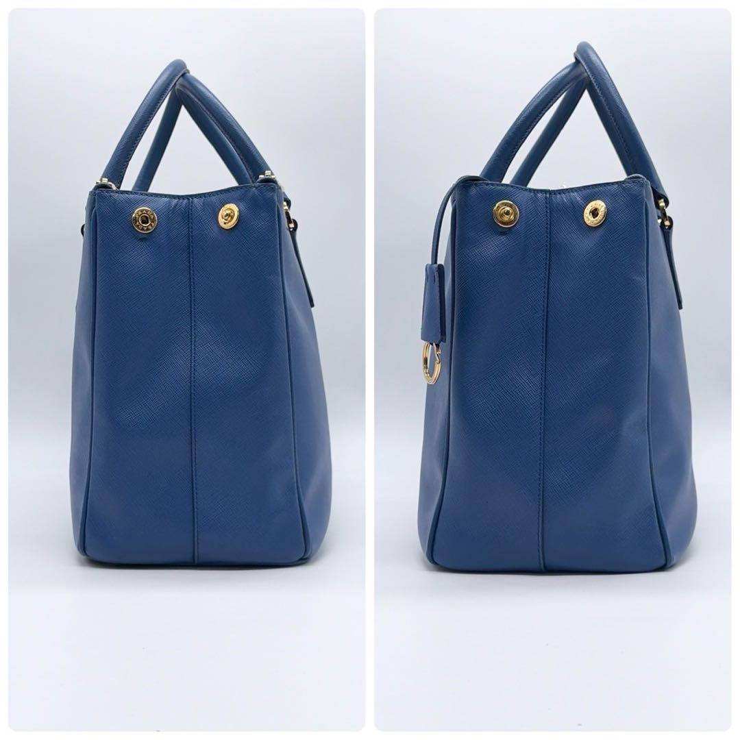 PRADA プラダ ハンドバッグ ガレリア サフィアーノブルーメンズ
