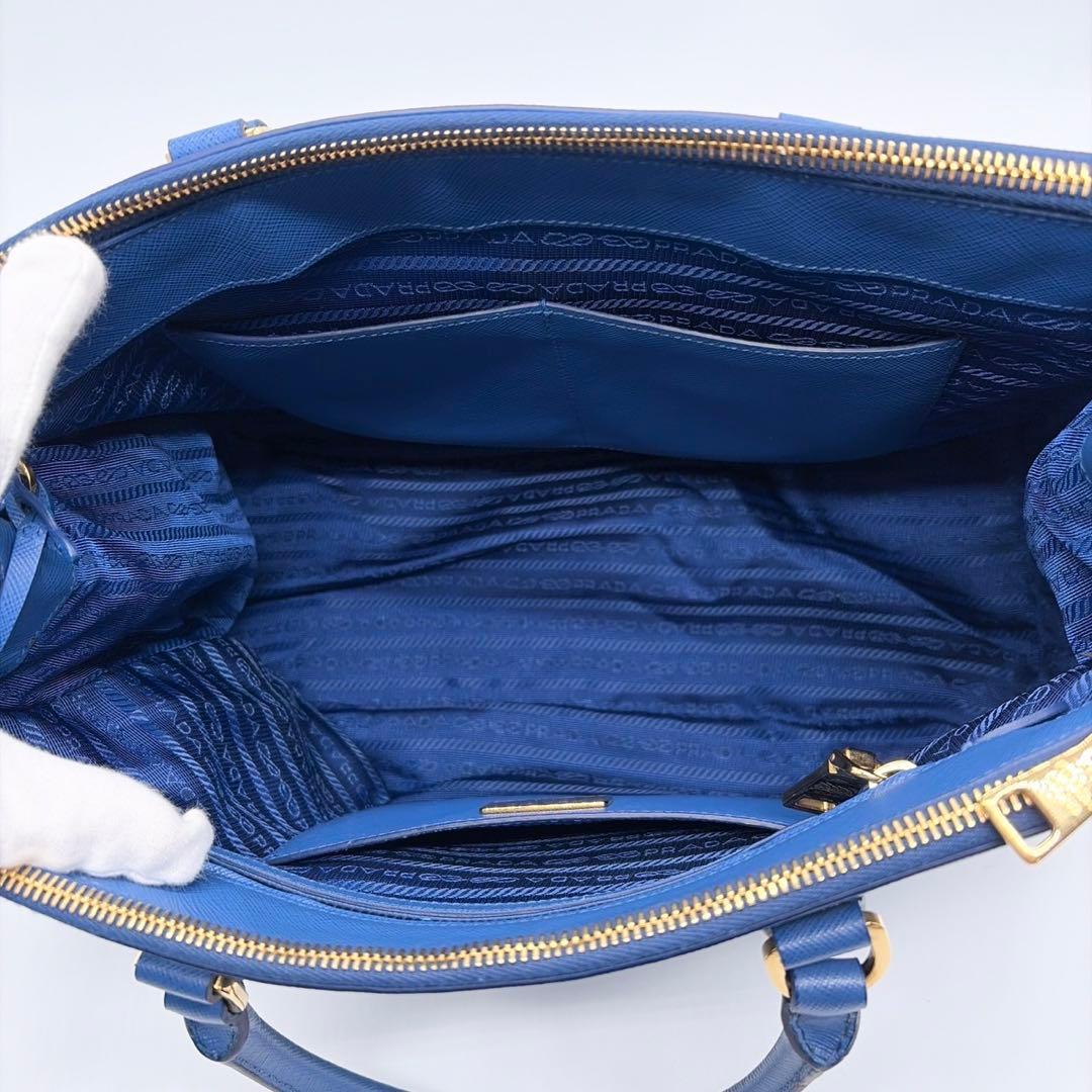 PRADA プラダ ハンドバッグ ガレリア サフィアーノブルーメンズ