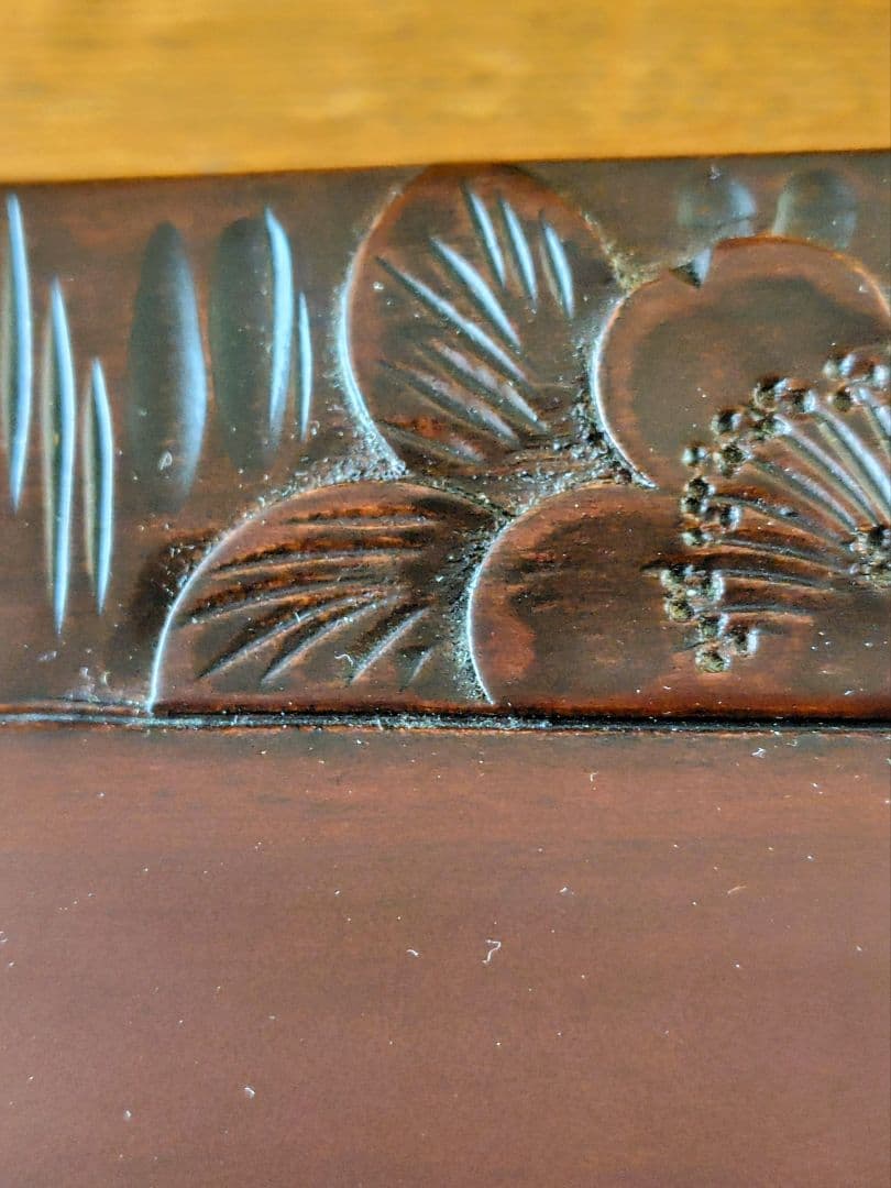 軽井沢彫　木製桜彫刻トレイ　縁彫