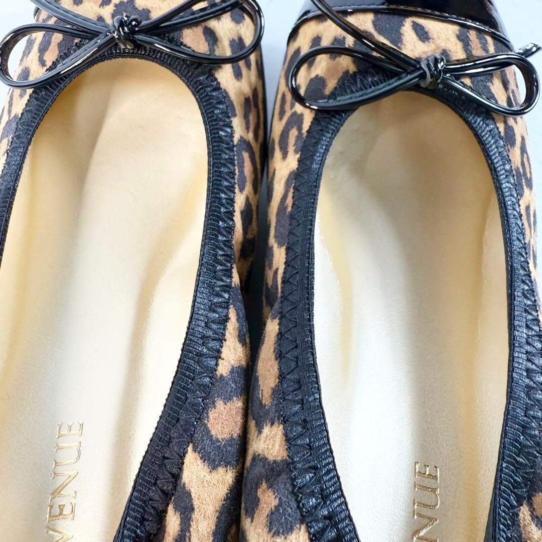 【新品】ヒルズアベニュー　パンプス（22）レオパード柄　ウェーブソール　リボン