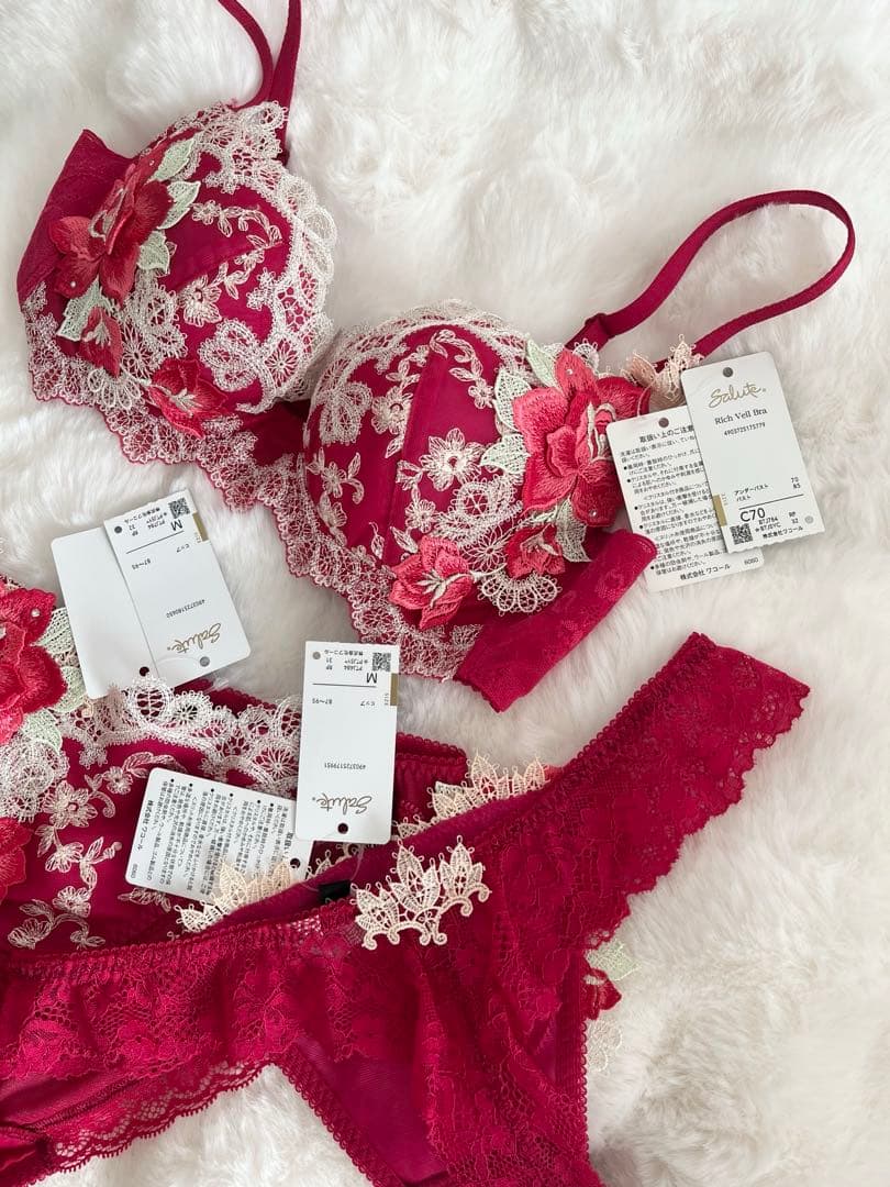 サルート ８４／Ｃ７０　ショーツＭ　ソング　Ｍ　3点セット　ワコール　赤