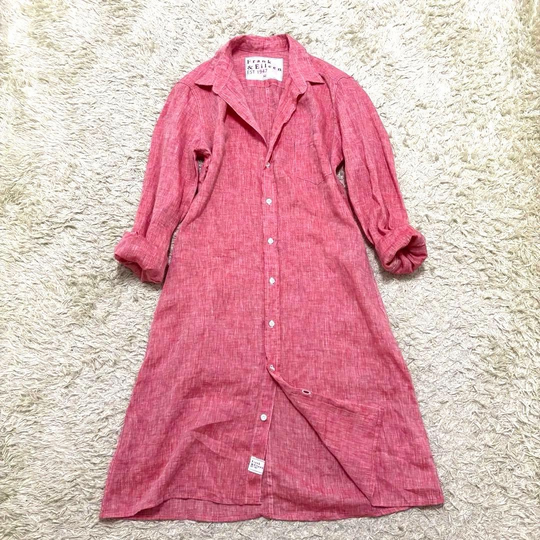 フランクアンドアイリーン　リネンシャツワンピース　ロングシャツ　スキッパーシャツ
