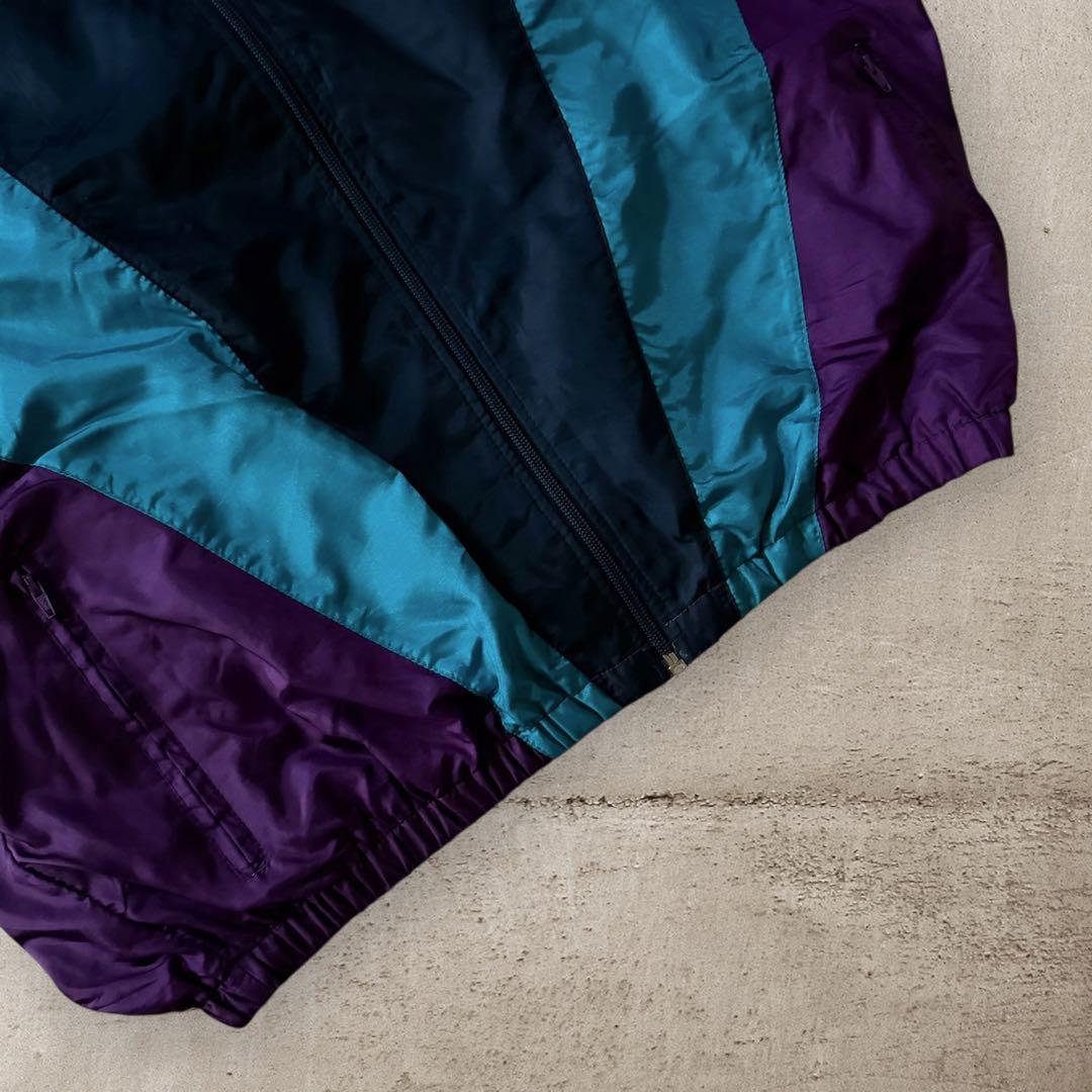 希少80s adidasナイロンジャケットトレフォイル刺繍ロゴレトロY2K古着M