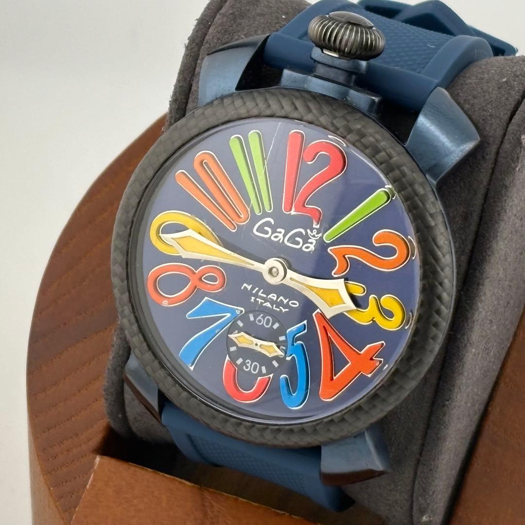 【美品】ガガミラノ　手巻き　500本限定　ブルー　希少