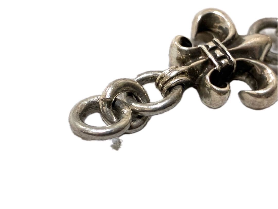 シルバー925 チェーンブレスレット　フレア　ユリ　百合紋章　カットアウト