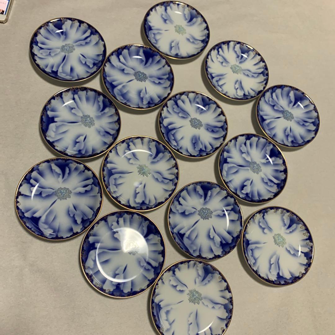 有田焼　宮内庁御用達　深川製磁　牡丹金ミル 中皿　14枚