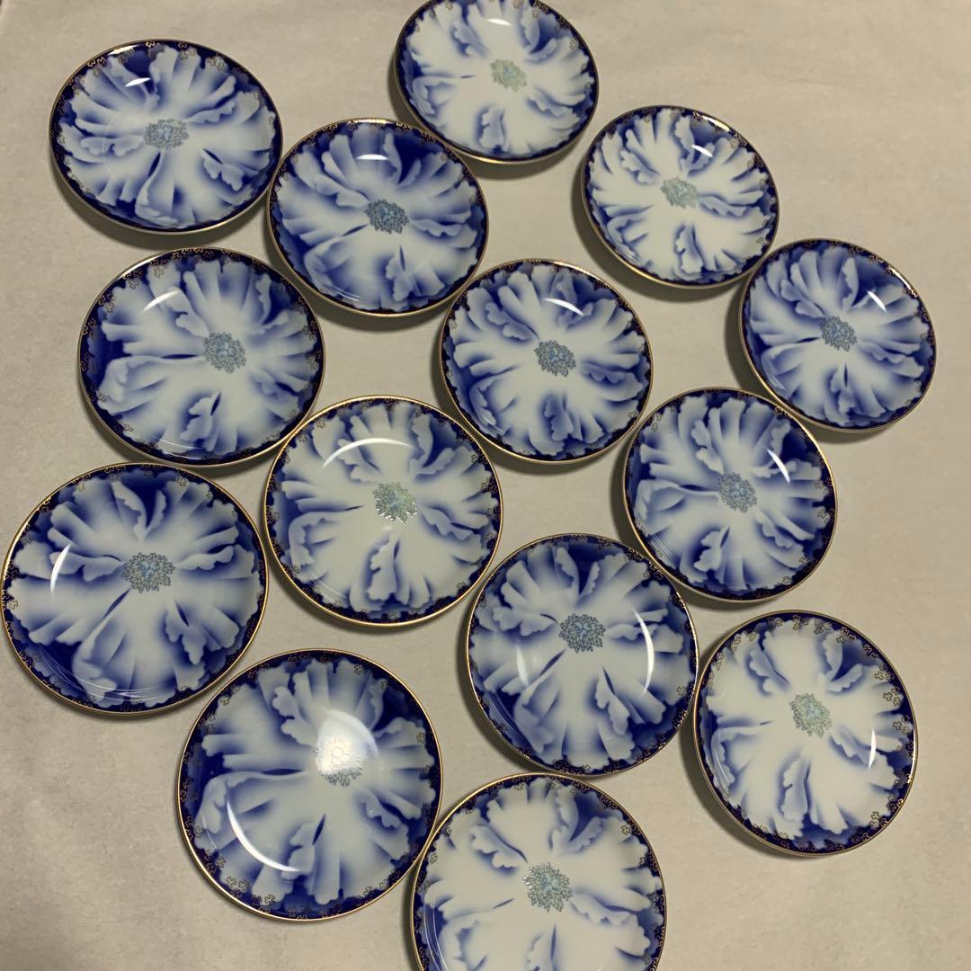 有田焼　宮内庁御用達　深川製磁　牡丹金ミル 中皿　14枚