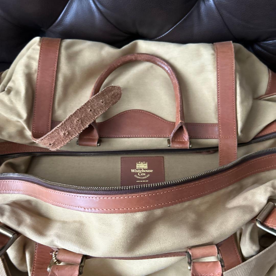 Whitehouse Cox ボストン　 キャンパス×ブライドルレザー　ベージュ