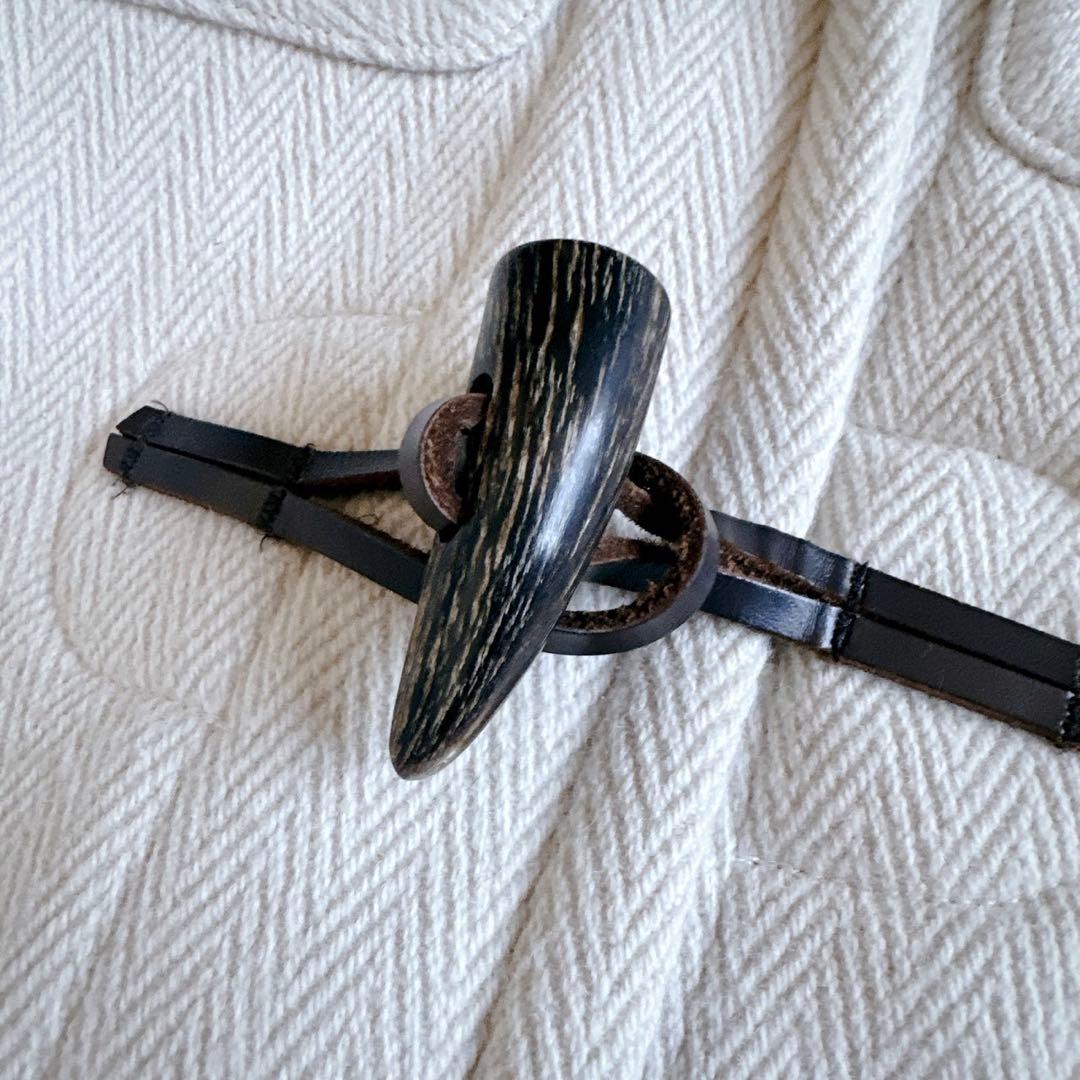 美品☆INED ヘリンボーン ダッフルコート アイボリー ロング ウール 日本製