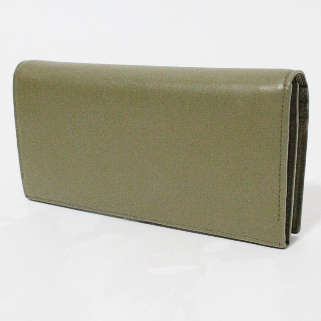 新品 箱付 ポールスミス シープ革使用 インサイドストライプ 長財布 カーキ