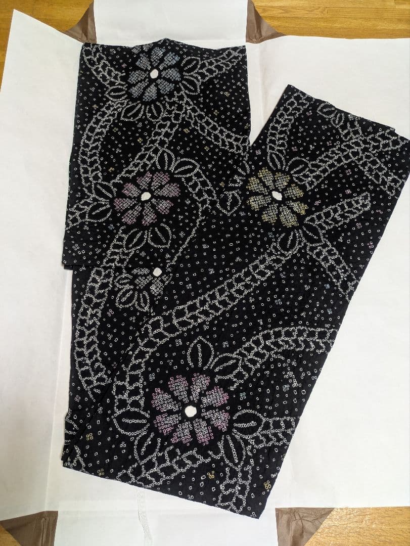 絞り浴衣　変わり生地　丈１５７