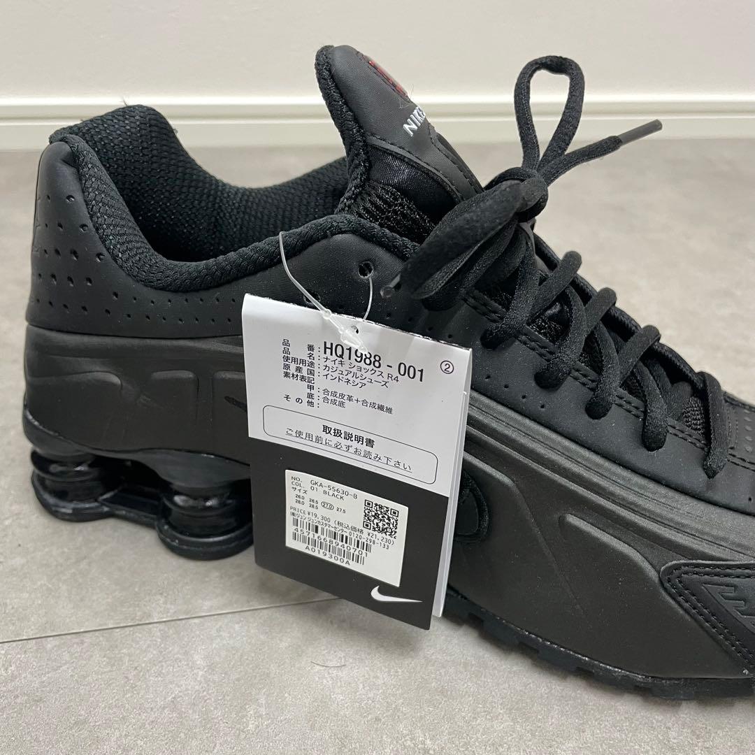 【未使用品】 NIKE SHOX R4 BLACK／27cm スニーカー