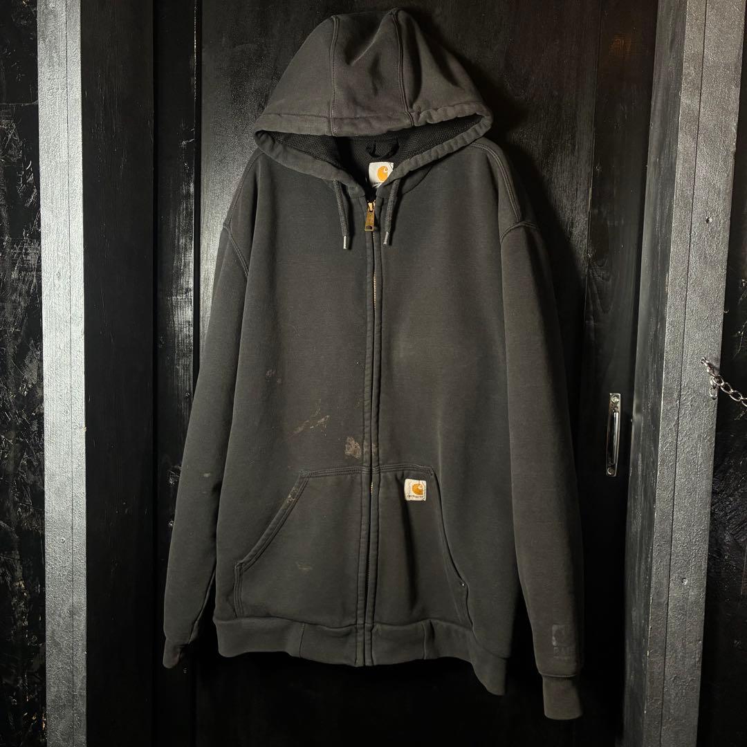 Carharttジップパーカーメキシコ　裏地メッシュサーマル　フェードブラック