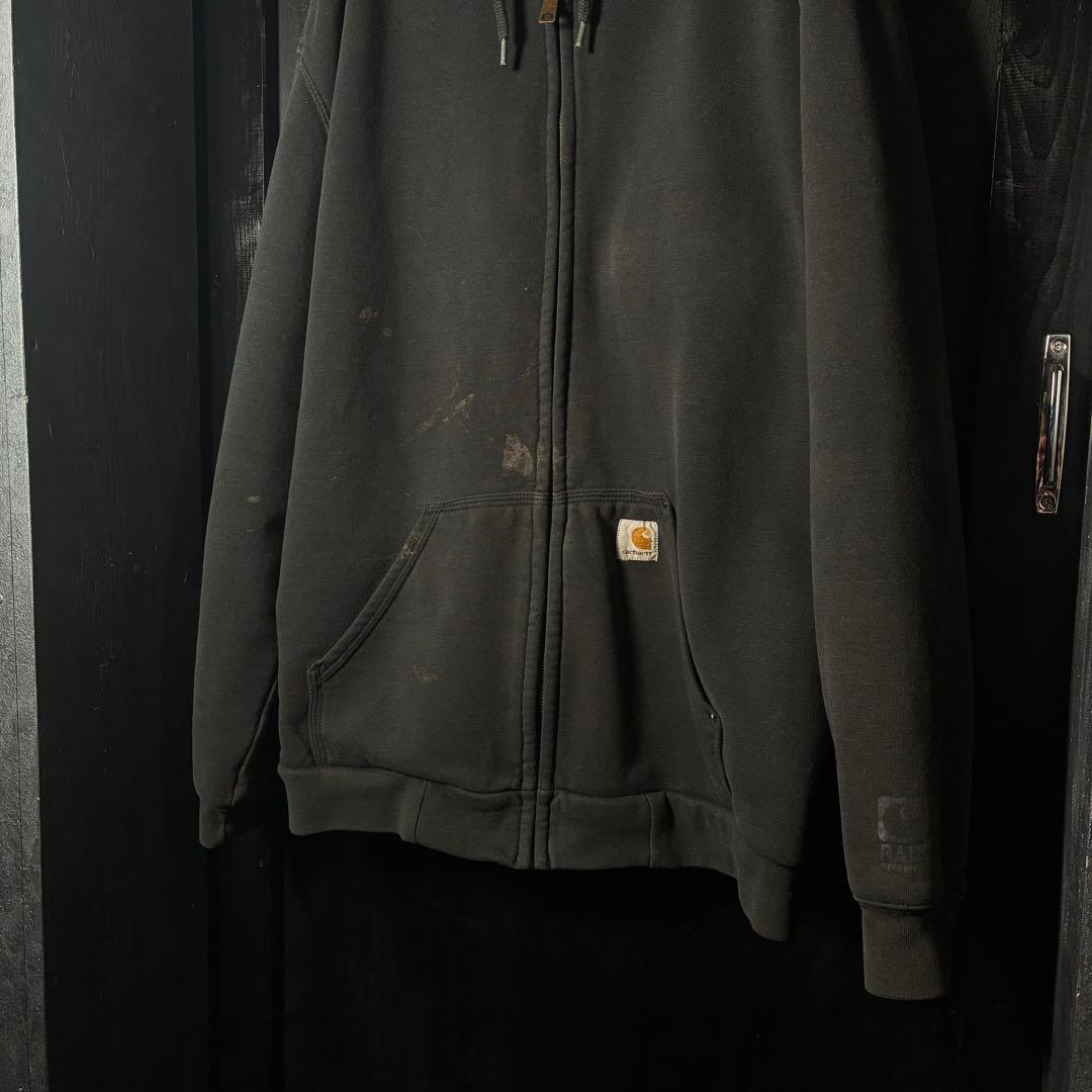Carharttジップパーカーメキシコ　裏地メッシュサーマル　フェードブラック