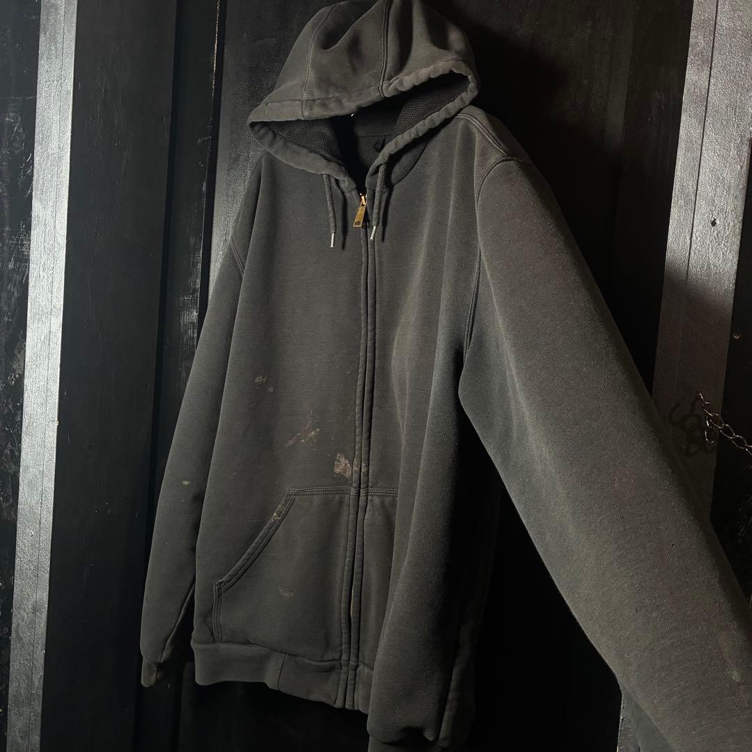 Carharttジップパーカーメキシコ　裏地メッシュサーマル　フェードブラック