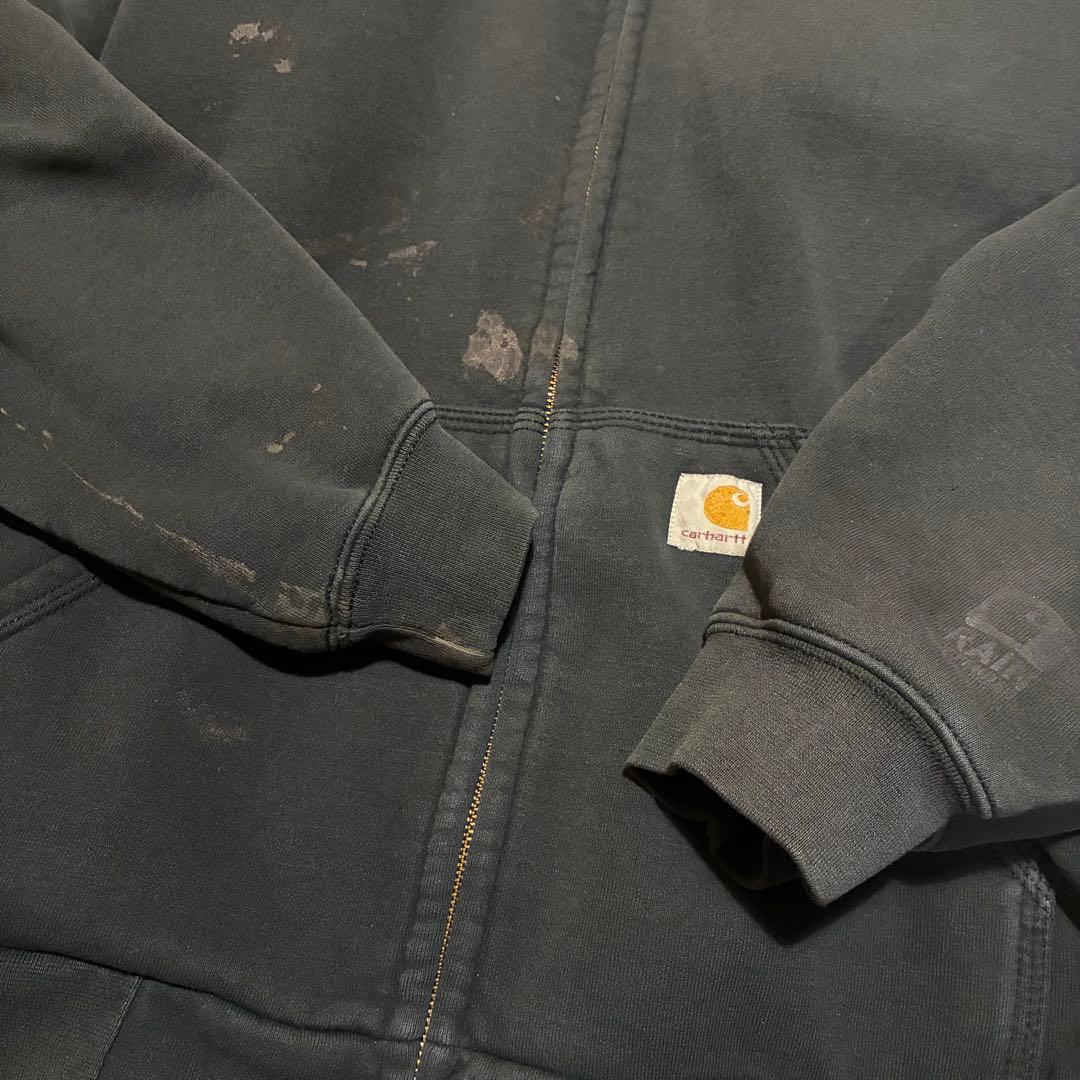 Carharttジップパーカーメキシコ　裏地メッシュサーマル　フェードブラック