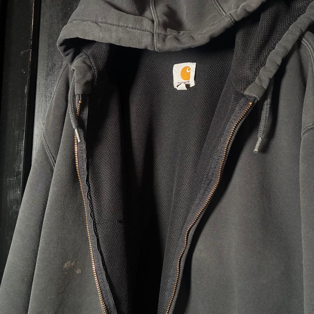Carharttジップパーカーメキシコ　裏地メッシュサーマル　フェードブラック