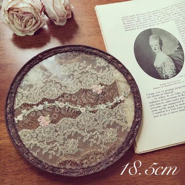 セールフランス アンティーク レースとロココトリムが美しいトレイ 小物入 トレー