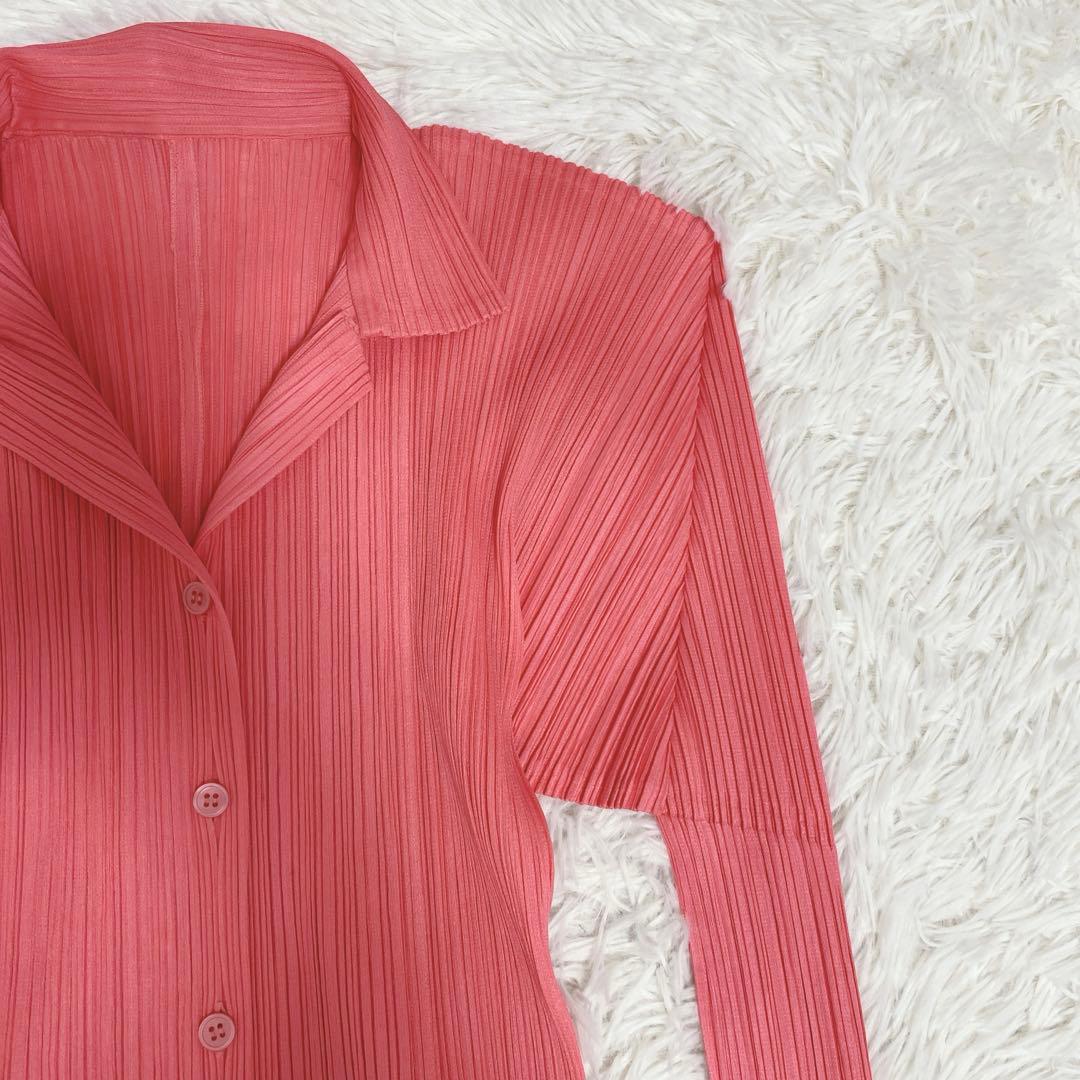 希少カラー 極美品 プリーツプリーズ イッセイミヤケ ブラウスシャツ ピンク