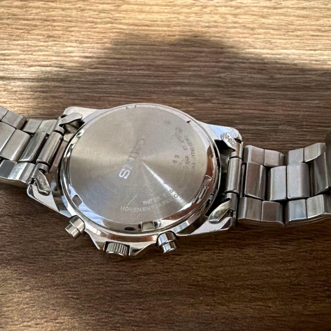 SEIKO クロノグラフ ブラック　海外モデル➕本革ベルト20mm 動いてます