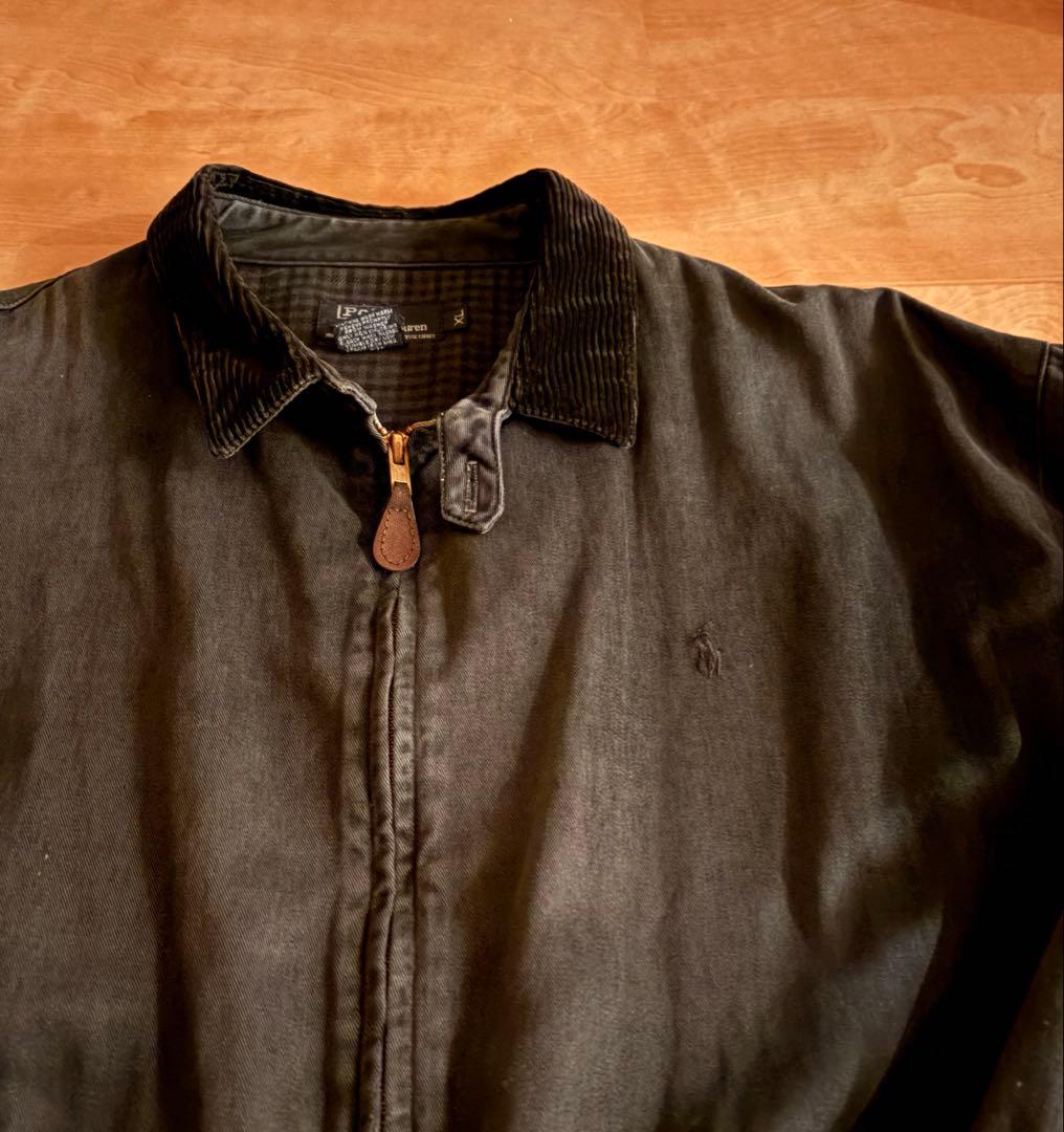 90s usa製　ラルフローレン　オールブラック　スイングトップ　ボロ　フェード