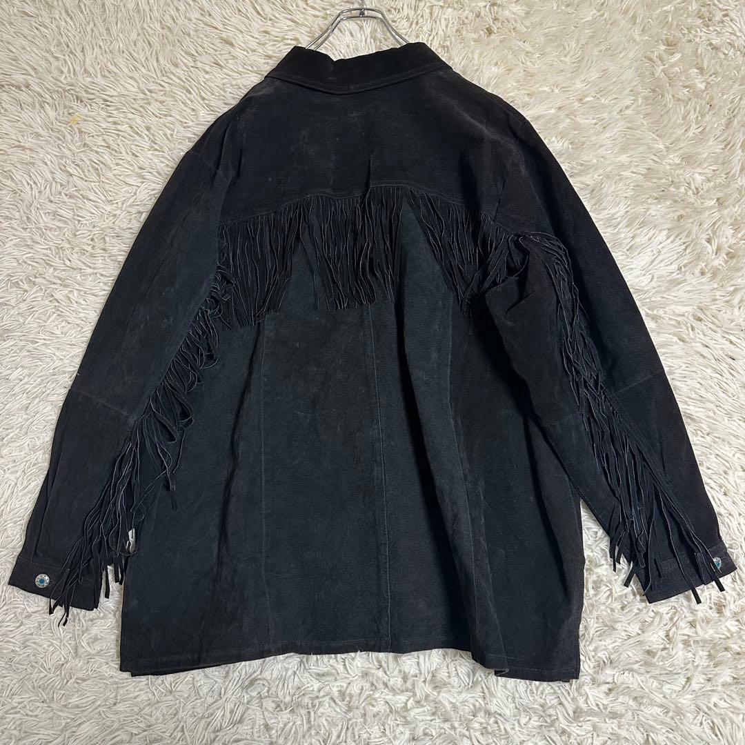 【vintage】 スエード レザー シャツ ジャケット フリンジ ウエスタン