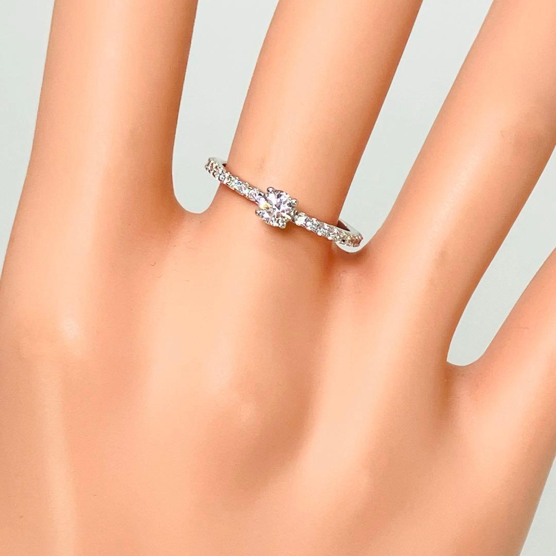 美品 K18WG 1粒ダイヤモンド フルエタニティリング D0.216D0.37