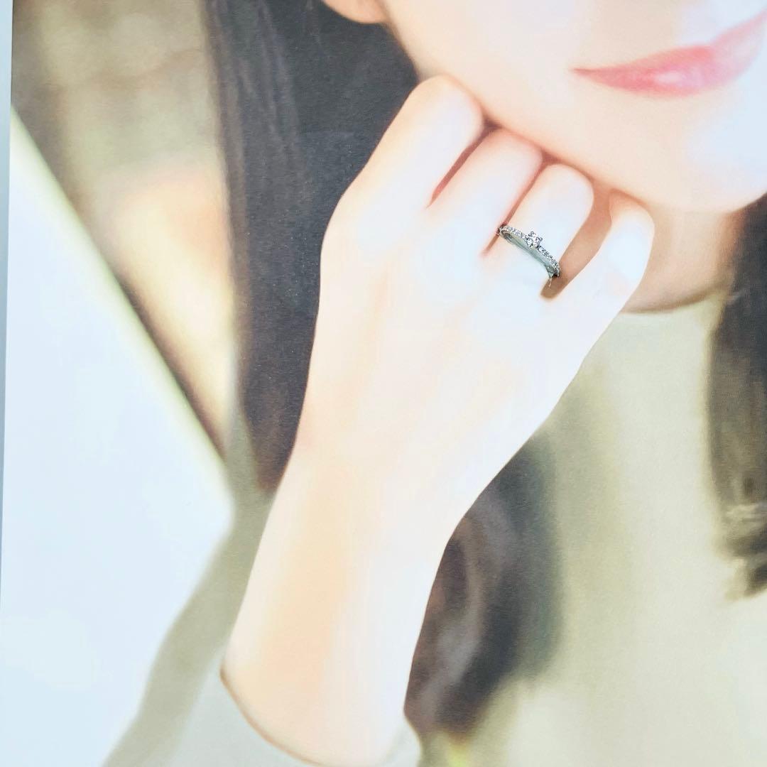 美品 K18WG 1粒ダイヤモンド フルエタニティリング D0.216D0.37