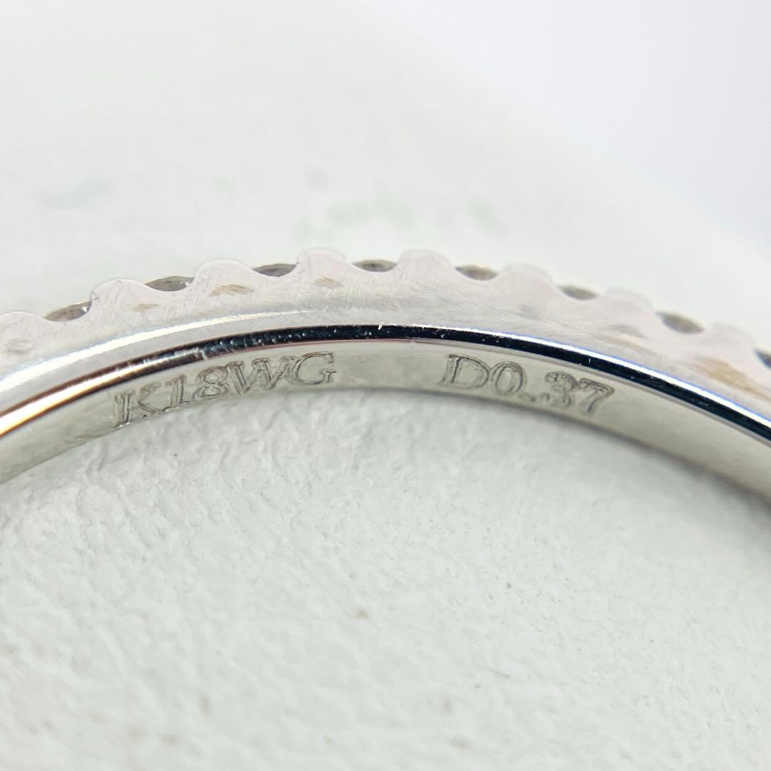 美品 K18WG 1粒ダイヤモンド フルエタニティリング D0.216D0.37