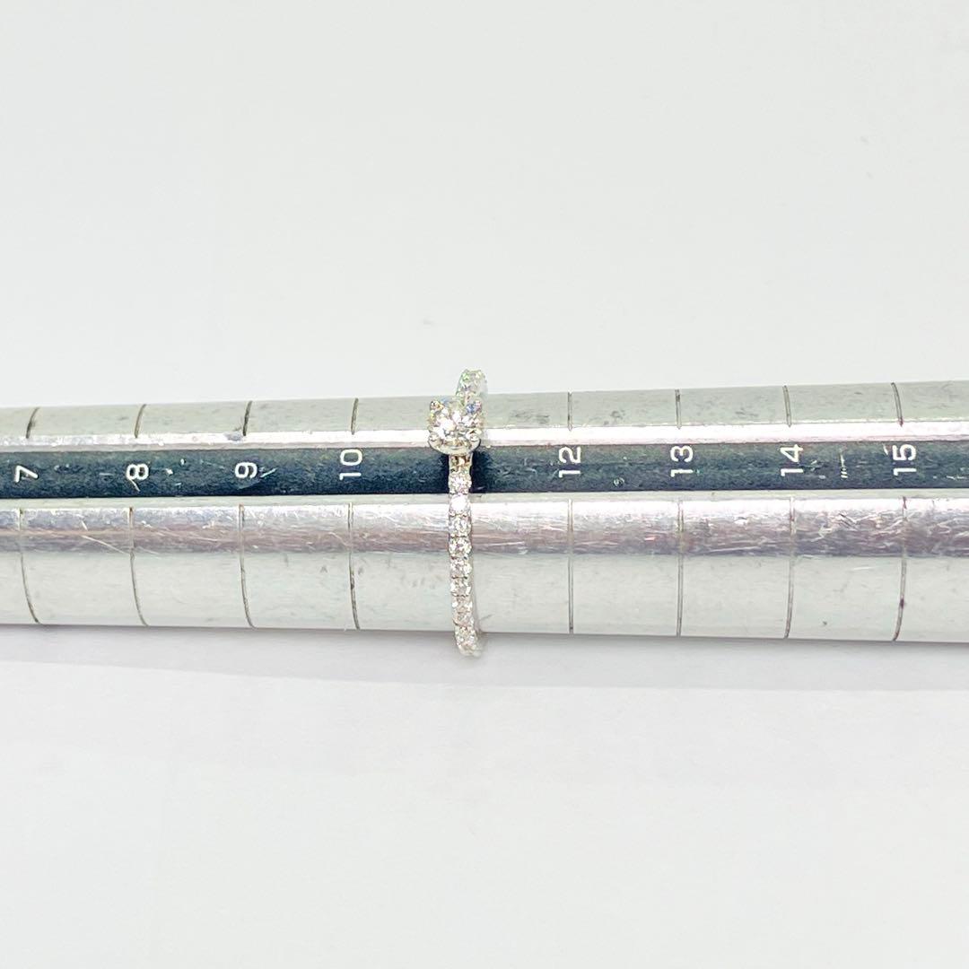 美品 K18WG 1粒ダイヤモンド フルエタニティリング D0.216D0.37