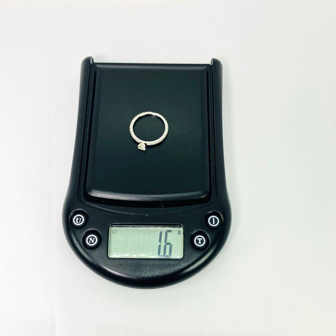 美品 K18WG 1粒ダイヤモンド フルエタニティリング D0.216D0.37