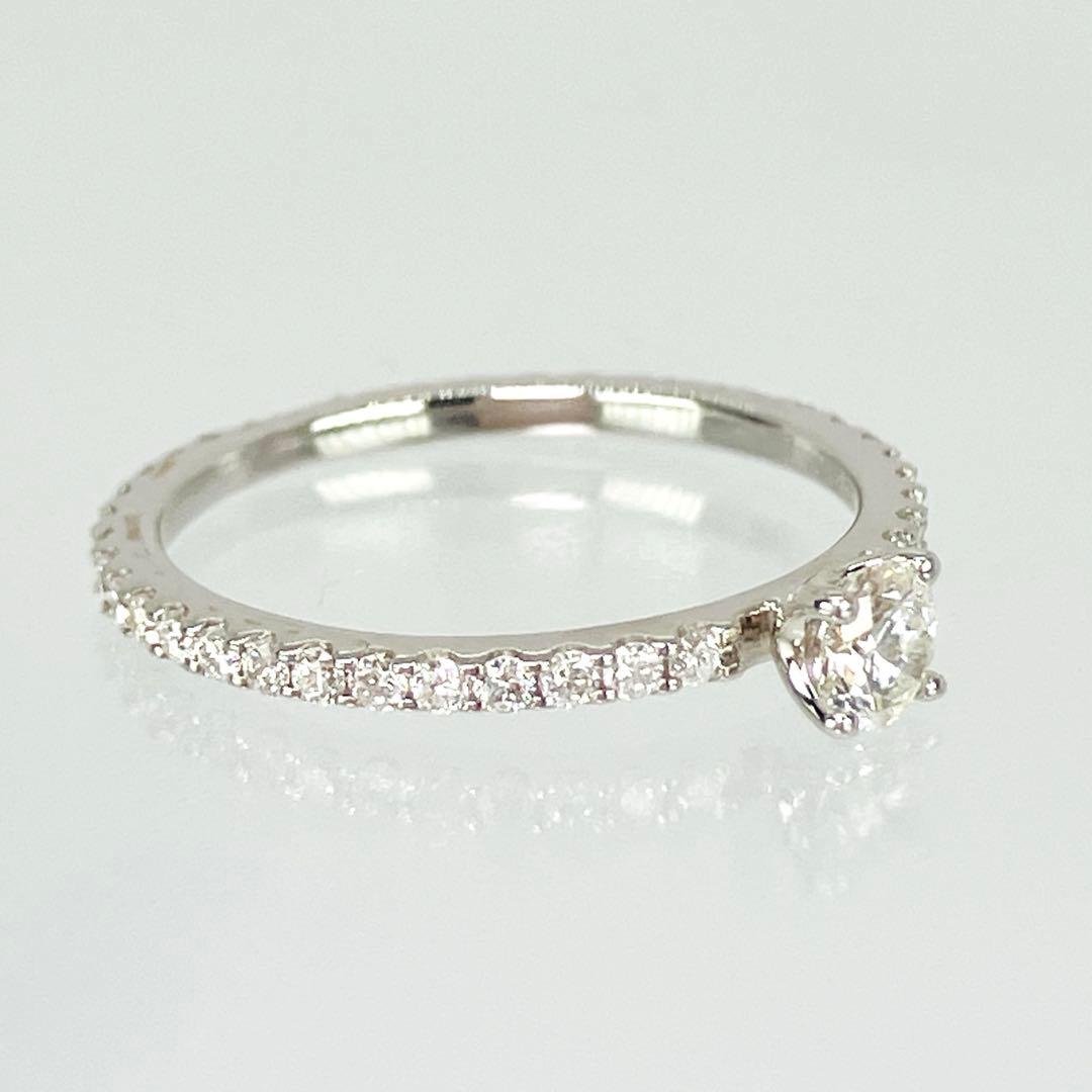 美品 K18WG 1粒ダイヤモンド フルエタニティリング D0.216D0.37