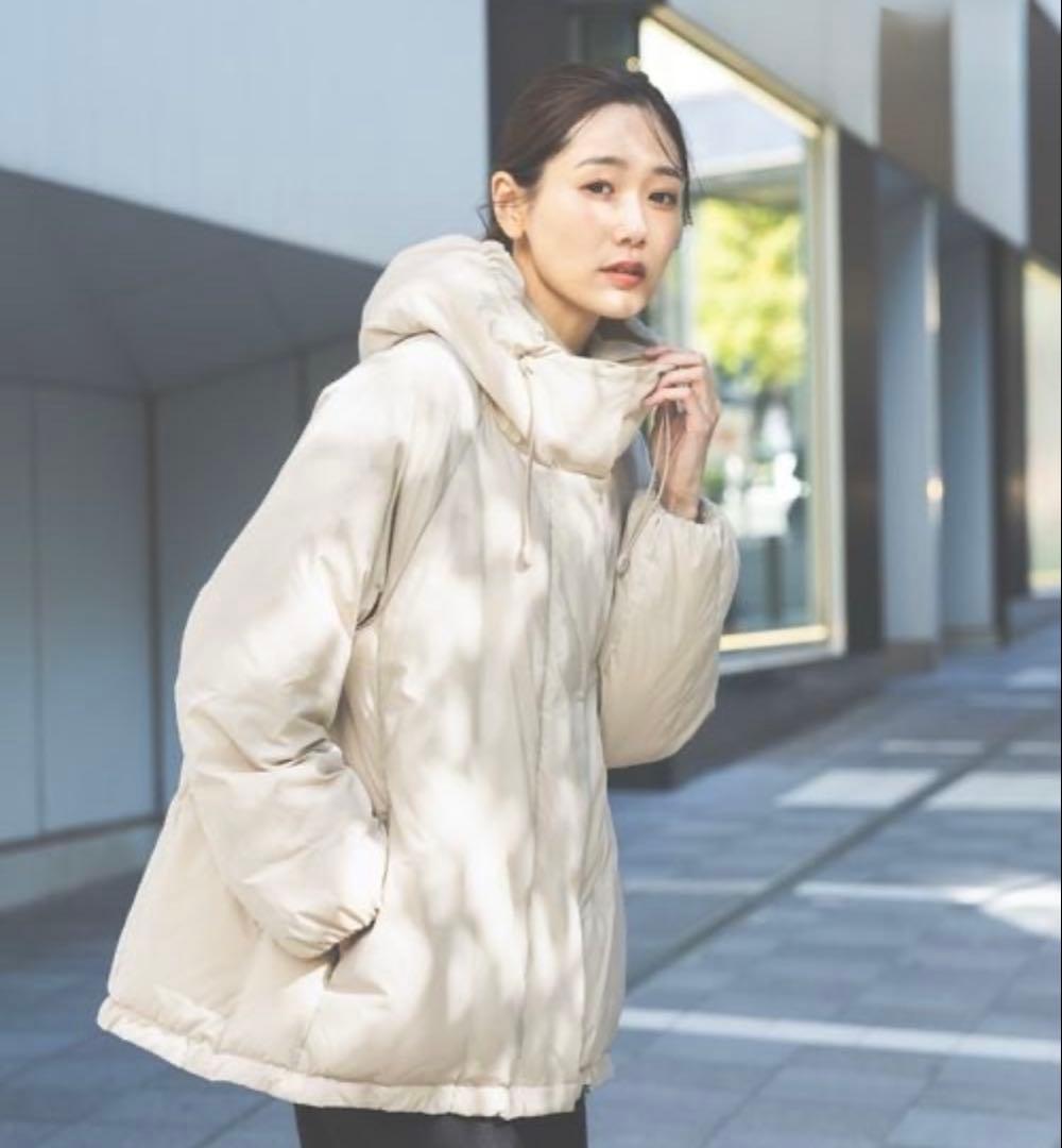 GLOBAL WORK エアリュクスダウンフードブルゾン　ベージュ　XL