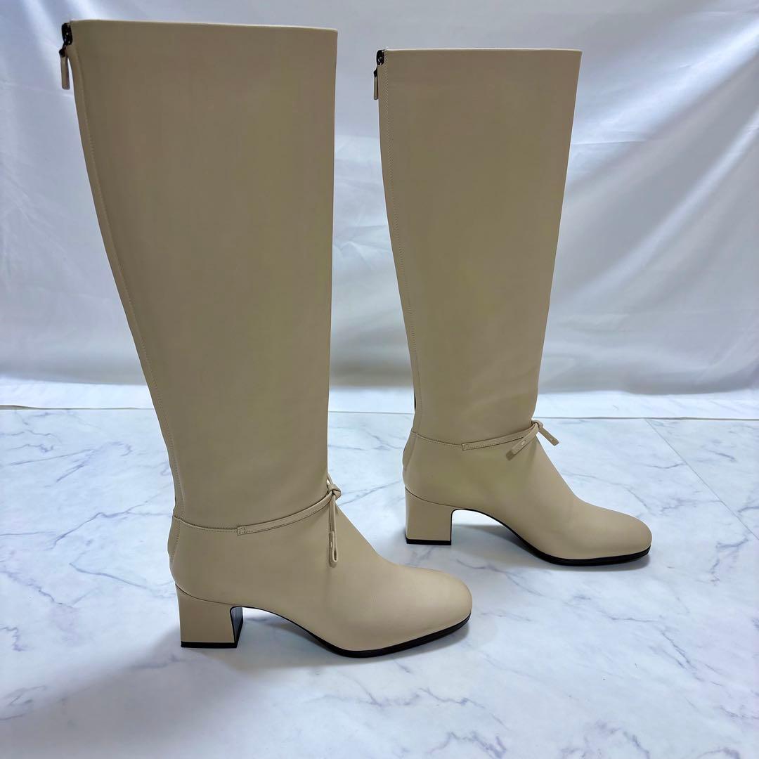 極美品 Loro Piana レザー ロングブーツ 23cm ベージュ 本革