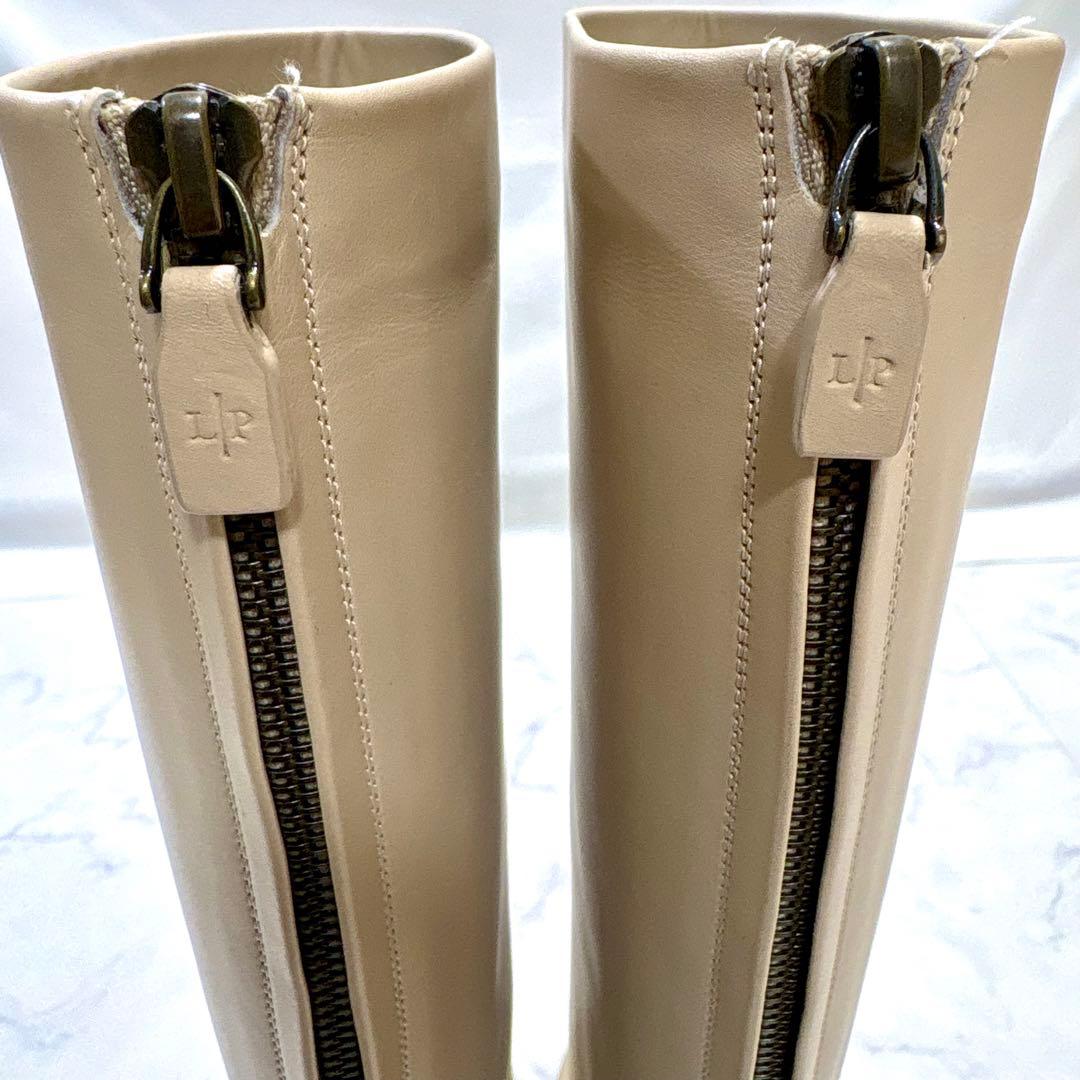 極美品 Loro Piana レザー ロングブーツ 23cm ベージュ 本革