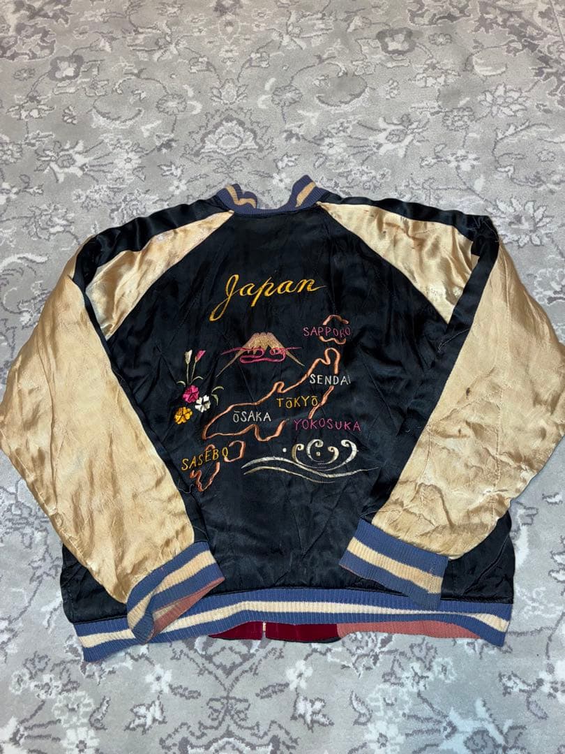 山*田様 50's スカジャン　真鍮YKK回転式　鷹×日本地図 リバーシブル