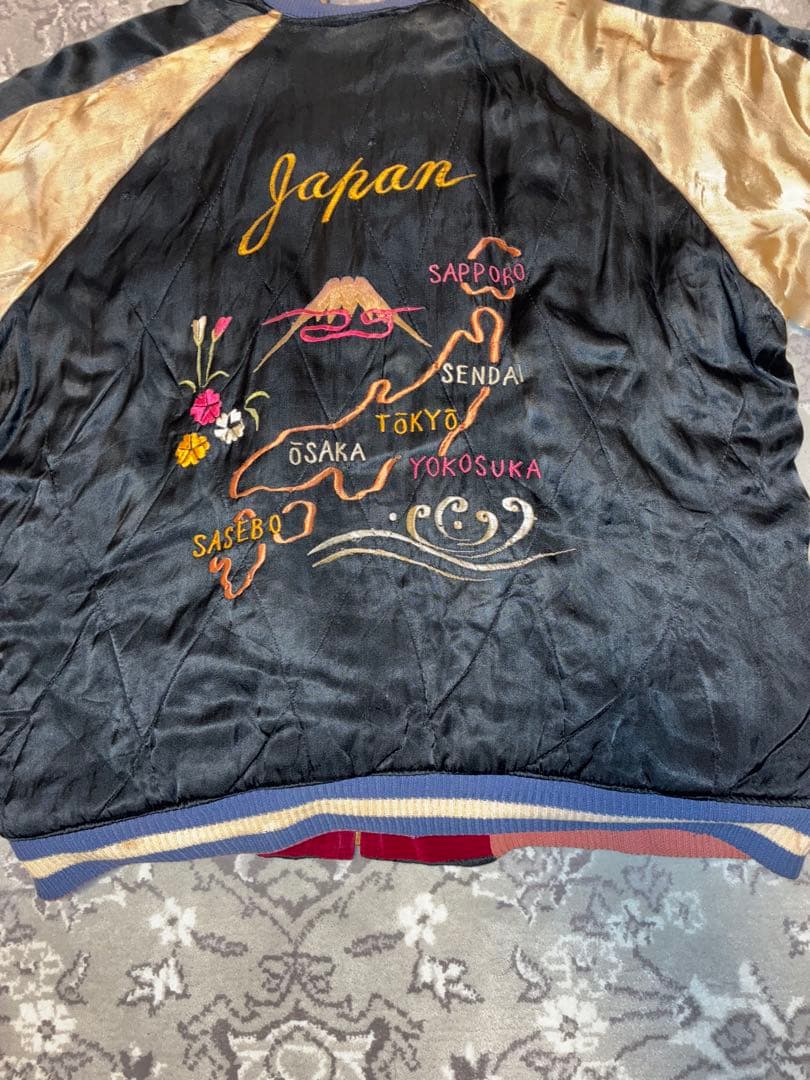 山*田様 50's スカジャン　真鍮YKK回転式　鷹×日本地図 リバーシブル