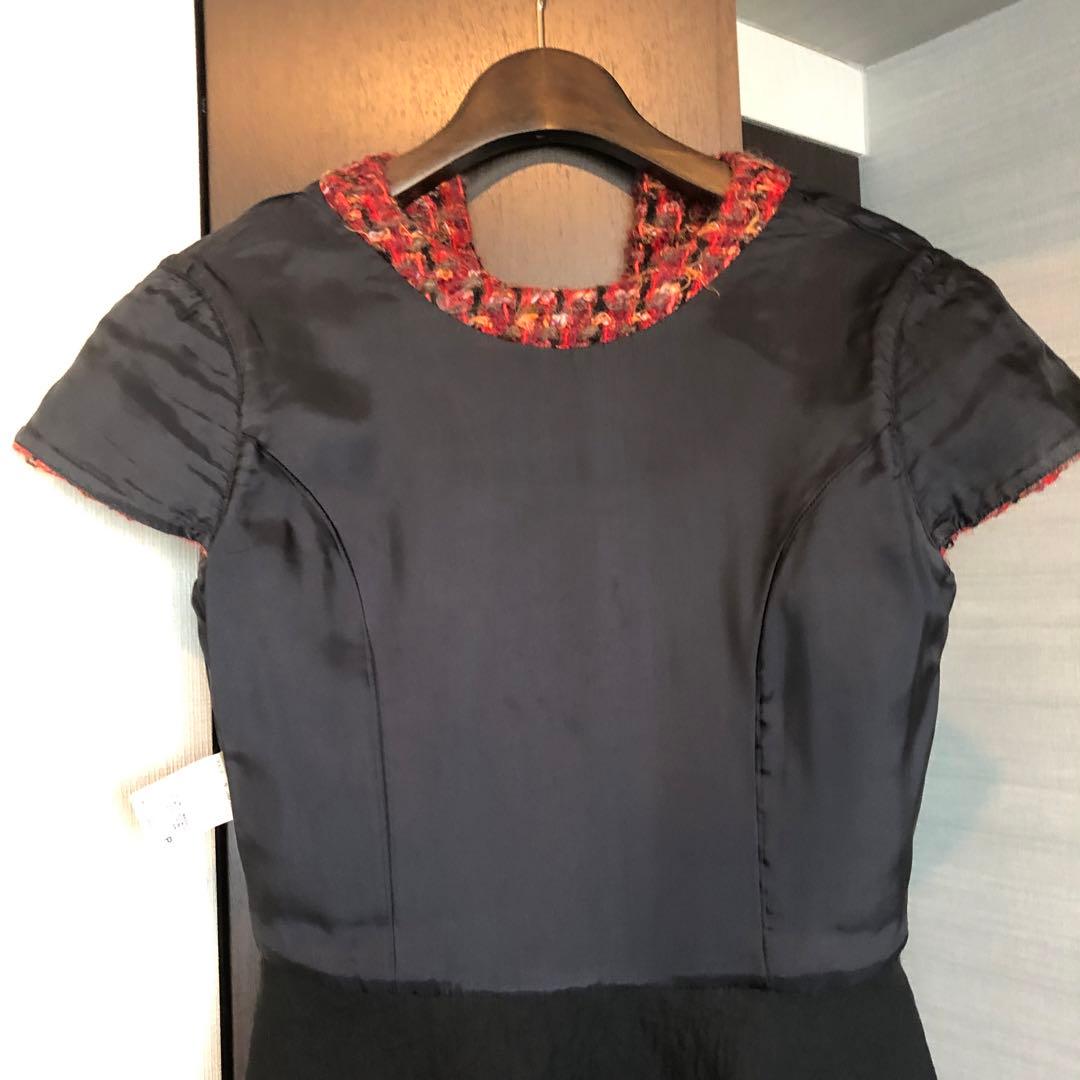 lemonsan 　YOKO CHAN♡36♡赤系ツイードひざ丈ワンピース