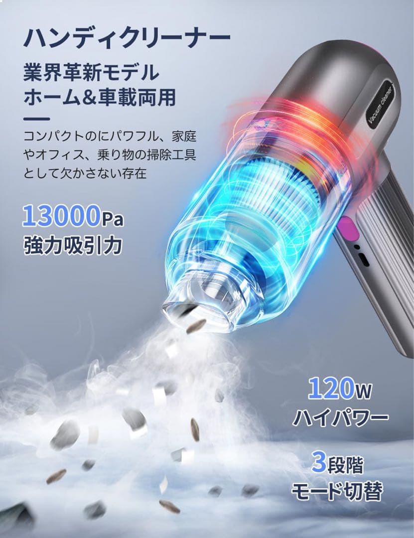 ハンディクリーナー ミニ掃除機 車用掃除機 コードレス 車用 カークリーナー
