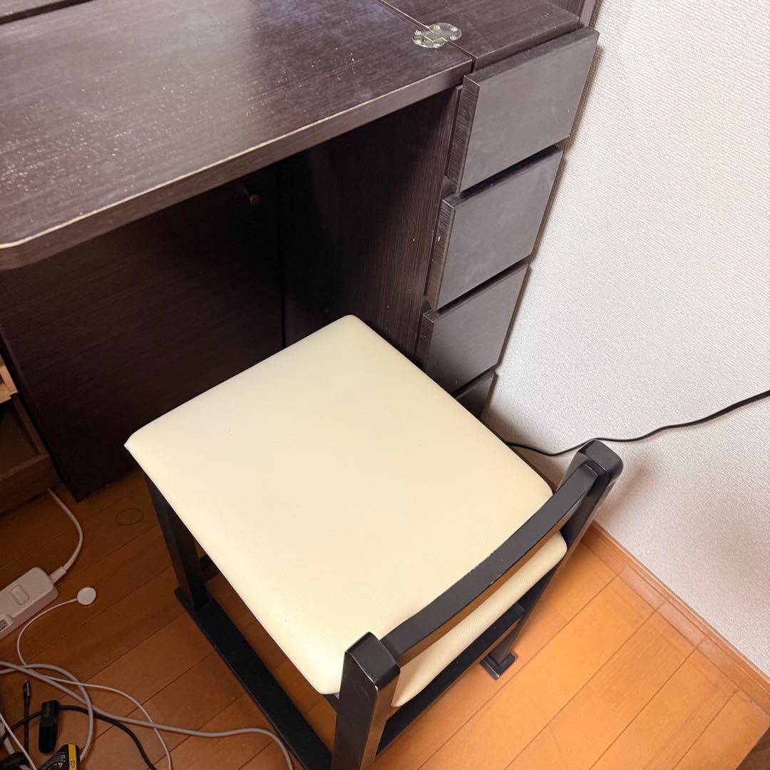 ニトリ ドレッサー 三面鏡タイプ＆スツール付き ✩.*˚ ダークブラウン