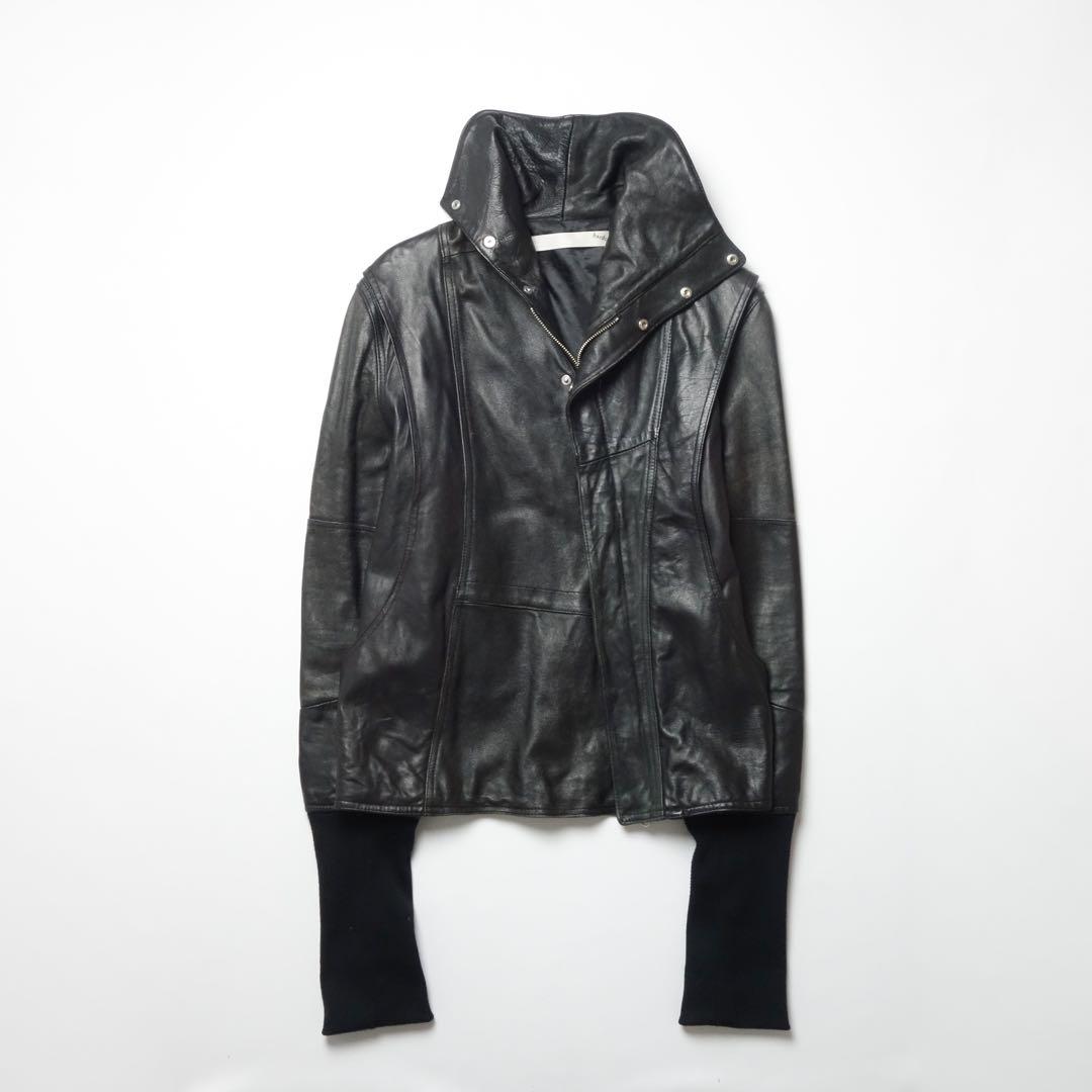 High Neck Leather Riders Jacket Ekam 変形